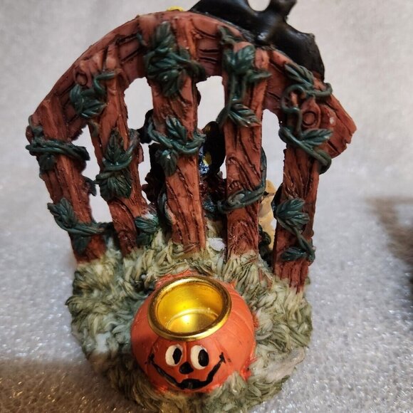 Halloween Figurine And Candle Holder Trio Set Witch Pumpkinhead Ghost - Picture 8 of 11